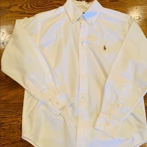 Boys White Polo Button Down Shirt Ralph Lauren 12